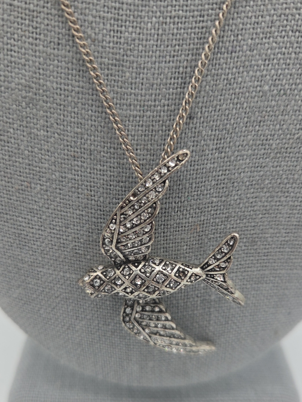 5 for $25! Fossil Crystal-Accented Silver Swallow Pendant Necklace